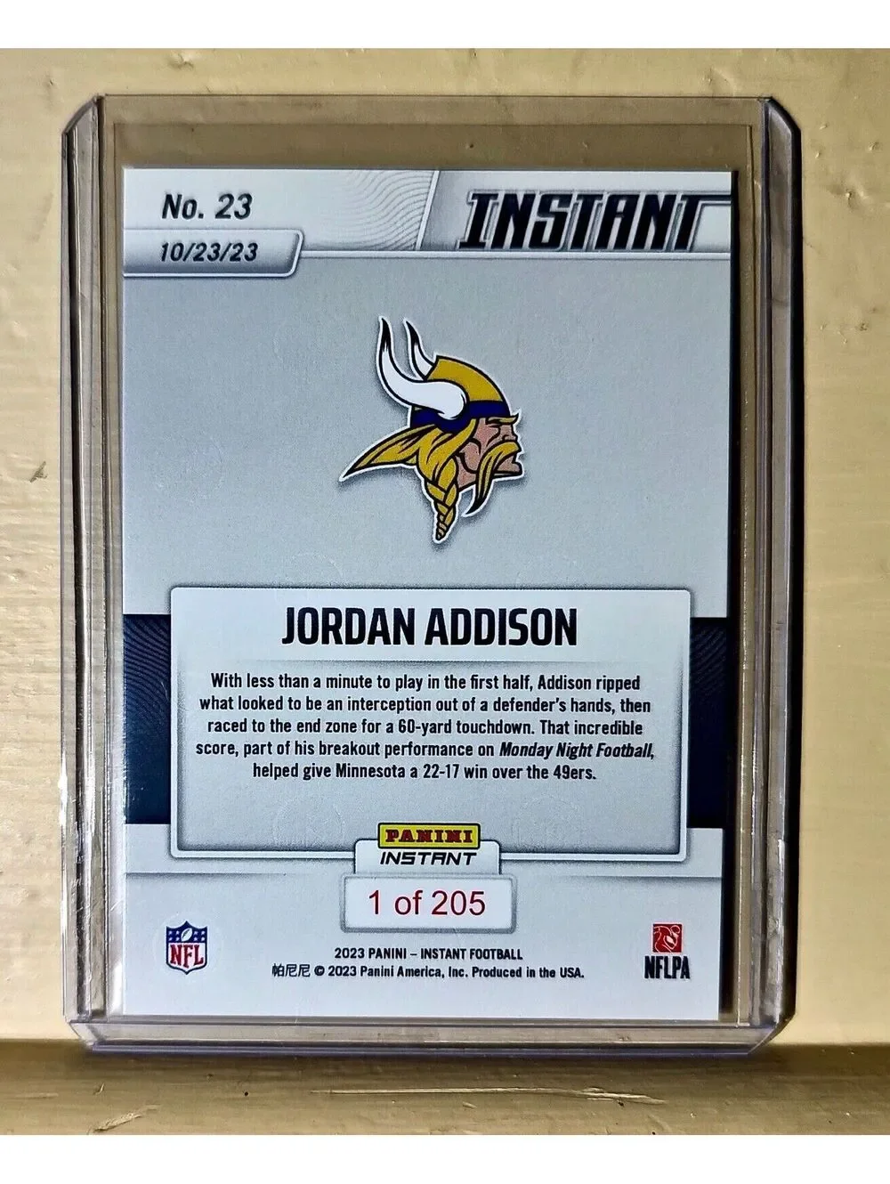 Jordan Addison 2023 Panini NFL Rookie Football #23 Card 1 of 205 Vikings